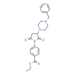 ChemSpider 2D Image | Ethyl 4-[3-(4-benzyl-1-piperazinyl)-2,5-dioxo-1-pyrrolidinyl]benzoate | C24H27N3O4