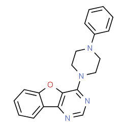 ChemSpider 2D Image | 4-(4-Phenyl-1-piperazinyl)[1]benzofuro[3,2-d]pyrimidine | C20H18N4O