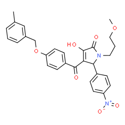 ChemSpider 2D Image | 3-Hydroxy-1-(3-methoxypropyl)-4-{4-[(3-methylbenzyl)oxy]benzoyl}-5-(4-nitrophenyl)-1,5-dihydro-2H-pyrrol-2-one | C29H28N2O7
