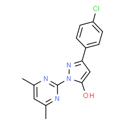 ChemSpider 2D Image | 3-(4-Chlorophenyl)-1-(4,6-dimethyl-2-pyrimidinyl)-1H-pyrazol-5-ol | C15H13ClN4O