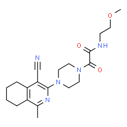 ChemSpider 2D Image | 2-[4-(4-Cyano-1-methyl-5,6,7,8-tetrahydro-3-isoquinolinyl)-1-piperazinyl]-N-(2-methoxyethyl)-2-oxoacetamide | C20H27N5O3