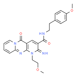 ChemSpider 2D Image | 2-Imino-1-(2-methoxyethyl)-N-[2-(4-methoxyphenyl)ethyl]-5-oxo-1,5-dihydro-2H-dipyrido[1,2-a:2',3'-d]pyrimidine-3-carboxamide | C24H25N5O4