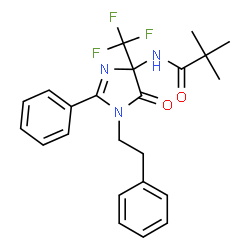 ChemSpider 2D Image | 2,2-Dimethyl-N-[5-oxo-2-phenyl-1-(2-phenylethyl)-4-(trifluoromethyl)-4,5-dihydro-1H-imidazol-4-yl]propanamide | C23H24F3N3O2