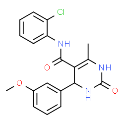 ChemSpider 2D Image | N-(2-Chlorophenyl)-4-(3-methoxyphenyl)-6-methyl-2-oxo-1,2,3,4-tetrahydro-5-pyrimidinecarboxamide | C19H18ClN3O3
