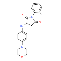 ChemSpider 2D Image | 1-(2-Fluoro-phenyl)-3-(4-morpholin-4-yl-phenylamino)-pyrrolidine-2,5-dione | C20H20FN3O3