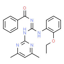 ChemSpider 2D Image | N-{(E)-[(4,6-Dimethylpyrimidin-2-yl)amino][(2-ethoxyphenyl)amino]methylene}benzamide | C22H23N5O2