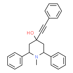 ChemSpider 2D Image | 1-Methyl-2,6-diphenyl-4-(phenylethynyl)-4-piperidinol | C26H25NO