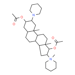 ChemSpider 2D Image | [17-acetoxy-10,13-dimethyl-16-(1-methyl-3,4,5,6-tetrahydro-2H-pyridin-1-yl)-2-(1-piperidyl)-2,3,4,5,6,7,8,9,11,12,14,15,16,17-tetradecahydro-1H-cyclopenta[a]phenanthren-3-yl] acetate | C34H57N2O4