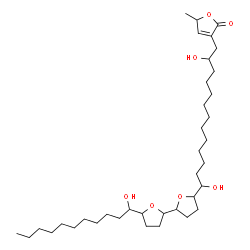 ChemSpider 2D Image | 3-{2,13-Dihydroxy-13-[5'-(1-hydroxyundecyl)octahydro-2,2'-bifuran-5-yl]tridecyl}-5-methyl-2(5H)-furanone | C37H66O7