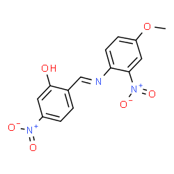 ChemSpider 2D Image | 2-{(E)-[(4-Methoxy-2-nitrophenyl)imino]methyl}-5-nitrophenol | C14H11N3O6