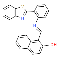 ChemSpider 2D Image | 1-[(E)-{[2-(1,3-Benzothiazol-2-yl)phenyl]imino}methyl]-2-naphthol | C24H16N2OS