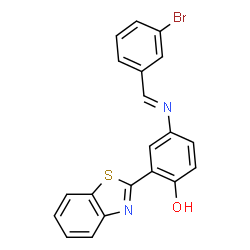 ChemSpider 2D Image | 2-(1,3-Benzothiazol-2-yl)-4-[(E)-(3-bromobenzylidene)amino]phenol | C20H13BrN2OS