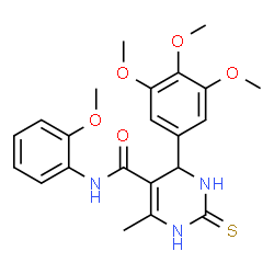 ChemSpider 2D Image | N-(2-Methoxyphenyl)-6-methyl-2-thioxo-4-(3,4,5-trimethoxyphenyl)-1,2,3,4-tetrahydro-5-pyrimidinecarboxamide | C22H25N3O5S