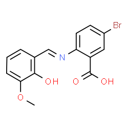 ChemSpider 2D Image | 5-Bromo-2-[(E)-(2-hydroxy-3-methoxybenzylidene)amino]benzoic acid | C15H12BrNO4