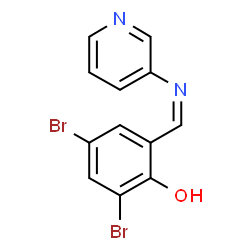 ChemSpider 2D Image | 2,4-Dibromo-6-[(Z)-(3-pyridinylimino)methyl]phenol | C12H8Br2N2O