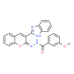 ChemSpider 2D Image | N'-[(2E)-3-(1H-Benzimidazol-2-yl)-2H-chromen-2-ylidene]-3-methoxybenzohydrazide | C24H18N4O3