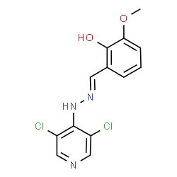ChemSpider 2D Image | 2-{(E)-[(3,5-Dichloro-4-pyridinyl)hydrazono]methyl}-6-methoxyphenol | C13H11Cl2N3O2