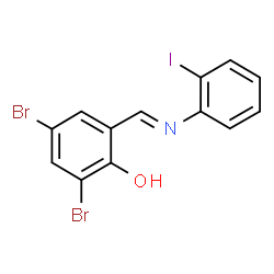 ChemSpider 2D Image | 2,4-Dibromo-6-{(E)-[(2-iodophenyl)imino]methyl}phenol | C13H8Br2INO