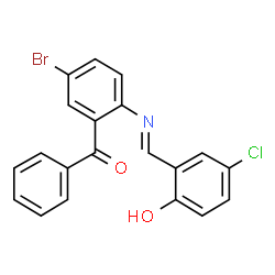 ChemSpider 2D Image | {5-Bromo-2-[(E)-(5-chloro-2-hydroxybenzylidene)amino]phenyl}(phenyl)methanone | C20H13BrClNO2