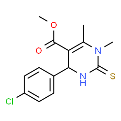 ChemSpider 2D Image | Methyl 4-(4-chlorophenyl)-1,6-dimethyl-2-thioxo-1,2,3,4-tetrahydro-5-pyrimidinecarboxylate | C14H15ClN2O2S