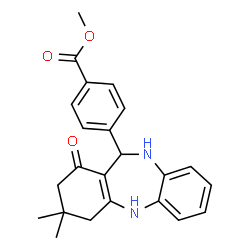 ChemSpider 2D Image | Methyl 4-(3,3-dimethyl-1-oxo-2,3,4,5,10,11-hexahydro-1H-dibenzo[b,e][1,4]diazepin-11-yl)benzoate | C23H24N2O3
