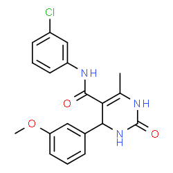 ChemSpider 2D Image | N-(3-Chlorophenyl)-4-(3-methoxyphenyl)-6-methyl-2-oxo-1,2,3,4-tetrahydro-5-pyrimidinecarboxamide | C19H18ClN3O3