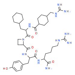 ChemSpider 2D Image | N-{[1-(N-{[4-(Carbamimidamidomethyl)cyclohexyl]carbonyl}-3-cyclohexylalanyl)-2-azetidinyl]carbonyl}tyrosyl-N~6~-carbamimidoyllysinamide | C38H61N11O6