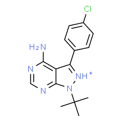ChemSpider 2D Image | 1-tert-butyl-3-(4-chlorophenyl)pyrazolo[3,4-d]pyrimidin-2-ium-4-amine | C15H17ClN5