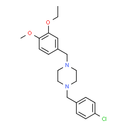 ChemSpider 2D Image | 1-(4-Chlorobenzyl)-4-(3-ethoxy-4-methoxybenzyl)piperazine | C21H27ClN2O2