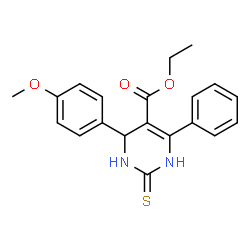 ChemSpider 2D Image | Ethyl 4-(4-methoxyphenyl)-6-phenyl-2-thioxo-1,2,3,4-tetrahydro-5-pyrimidinecarboxylate | C20H20N2O3S