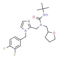 ChemSpider 2D Image | 1-{[1-(3,4-Difluorobenzyl)-1H-imidazol-2-yl]methyl}-3-(2-methyl-2-propanyl)-1-(tetrahydro-2-furanylmethyl)urea | C21H28F2N4O2