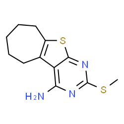 ChemSpider 2D Image | 2-(Methylsulfanyl)-6,7,8,9-tetrahydro-5H-cyclohepta[4,5]thieno[2,3-d]pyrimidin-4-amine | C12H15N3S2