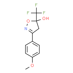 ChemSpider 2D Image | 3-(4-Methoxyphenyl)-5-(trifluoromethyl)-4,5-dihydro-1,2-oxazol-5-ol | C11H10F3NO3