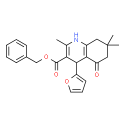 ChemSpider 2D Image | Benzyl 4-(2-furyl)-2,7,7-trimethyl-5-oxo-1,4,5,6,7,8-hexahydro-3-quinolinecarboxylate | C24H25NO4