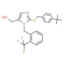 ChemSpider 2D Image | (2-{[4-(2-Methyl-2-propanyl)benzyl]sulfanyl}-1-[2-(trifluoromethyl)benzyl]-1H-imidazol-5-yl)methanol | C23H25F3N2OS