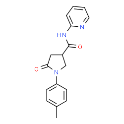ChemSpider 2D Image | 1-(4-Methylphenyl)-5-oxo-N-(2-pyridinyl)-3-pyrrolidinecarboxamide | C17H17N3O2
