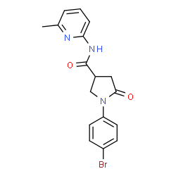 ChemSpider 2D Image | 1-(4-Bromophenyl)-N-(6-methyl-2-pyridinyl)-5-oxo-3-pyrrolidinecarboxamide | C17H16BrN3O2
