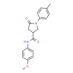 ChemSpider 2D Image | N-(4-Methoxyphenyl)-1-(4-methylphenyl)-5-oxo-3-pyrrolidinecarboxamide | C19H20N2O3