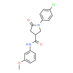 ChemSpider 2D Image | 1-(4-Chlorophenyl)-N-(3-methoxyphenyl)-5-oxo-3-pyrrolidinecarboxamide | C18H17ClN2O3