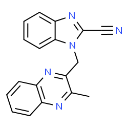 ChemSpider 2D Image | 1-[(3-Methyl-2-quinoxalinyl)methyl]-1H-benzimidazole-2-carbonitrile | C18H13N5