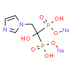 ChemSpider 2D Image | Disodium [1-hydroxy-2-(1H-imidazol-1-yl)-1,1-ethanediyl]bis[hydrogen (phosphonate)] | C5H8N2Na2O7P2