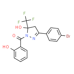 ChemSpider 2D Image | [3-(4-Bromophenyl)-5-hydroxy-5-(trifluoromethyl)-4,5-dihydro-1H-pyrazol-1-yl](2-hydroxyphenyl)methanone | C17H12BrF3N2O3