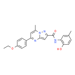 ChemSpider 2D Image | 5-(4-Ethoxyphenyl)-N-(2-hydroxy-5-methylphenyl)-7-methylpyrazolo[1,5-a]pyrimidine-2-carboxamide | C23H22N4O3