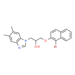 ChemSpider 2D Image | 1-[(1-Bromo-2-naphthyl)oxy]-3-(5,6-dimethyl-1H-benzimidazol-1-yl)-2-propanol | C22H21BrN2O2