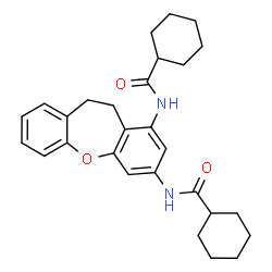 ChemSpider 2D Image | N,N'-10,11-Dihydrodibenzo[b,f]oxepine-1,3-diyldicyclohexanecarboxamide | C28H34N2O3