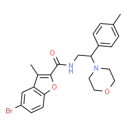 ChemSpider 2D Image | 5-Bromo-3-methyl-N-[2-(4-methylphenyl)-2-(4-morpholinyl)ethyl]-1-benzofuran-2-carboxamide | C23H25BrN2O3