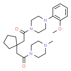 ChemSpider 2D Image | 1-[4-(2-Methoxyphenyl)-1-piperazinyl]-2-{1-[2-(4-methyl-1-piperazinyl)-2-oxoethyl]cyclopentyl}ethanone | C25H38N4O3