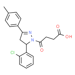 ChemSpider 2D Image | 4-[5-(2-Chlorophenyl)-3-(4-methylphenyl)-4,5-dihydro-1H-pyrazol-1-yl]-4-oxobutanoic acid | C20H19ClN2O3