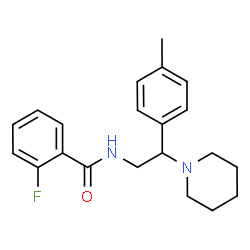 ChemSpider 2D Image | 2-Fluoro-N-[2-(4-methylphenyl)-2-(1-piperidinyl)ethyl]benzamide | C21H25FN2O