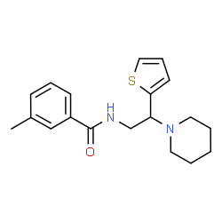 ChemSpider 2D Image | 3-Methyl-N-[2-(1-piperidinyl)-2-(2-thienyl)ethyl]benzamide | C19H24N2OS